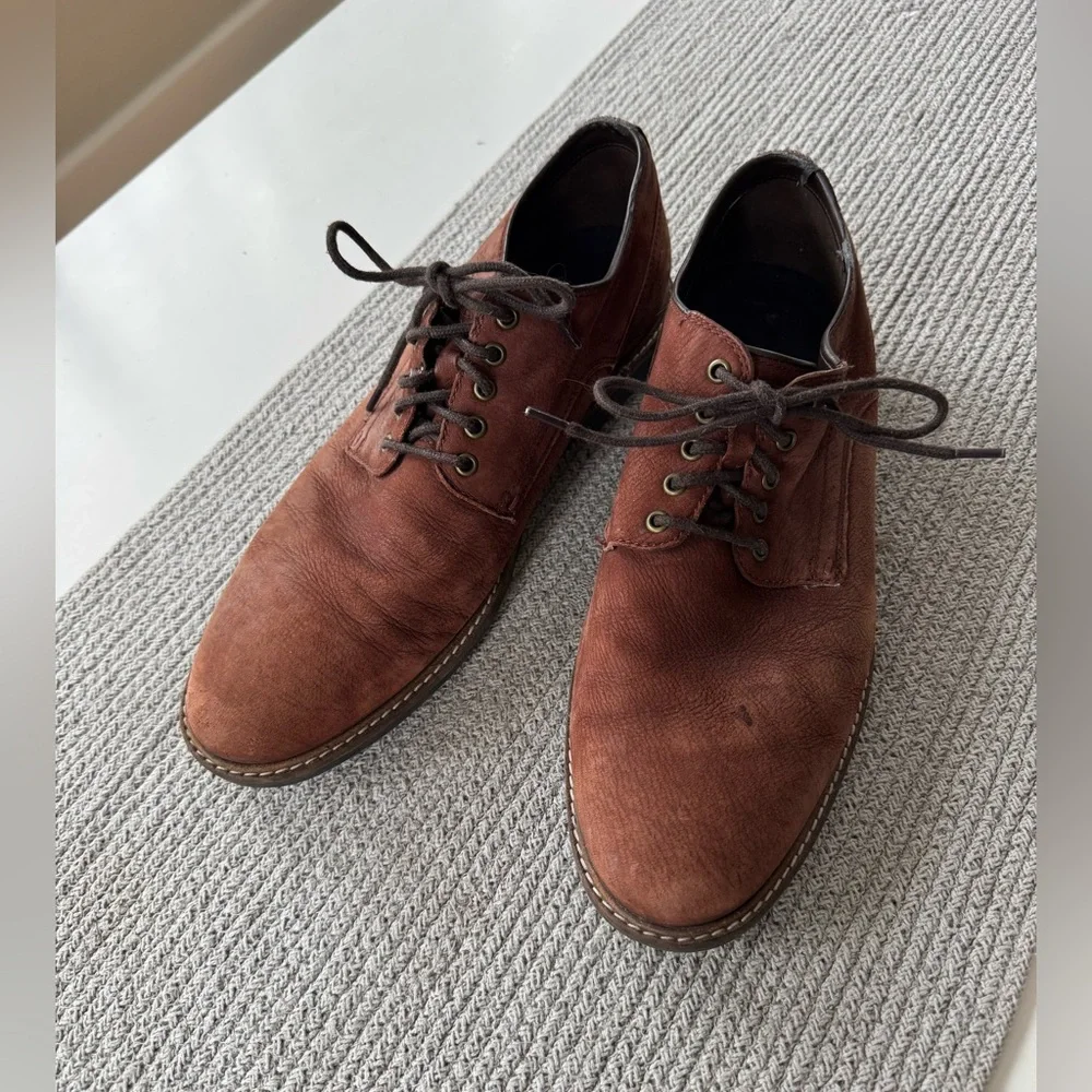 Cole Haan Cognac Brown Genuine Suede Tie Oxfords Dress Shoes Sz 12M